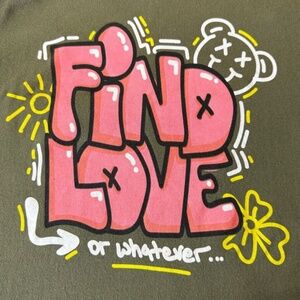 Brisco Brands Sz XL Olive Green T-shirt Graffiti : Find Love Or Whatever